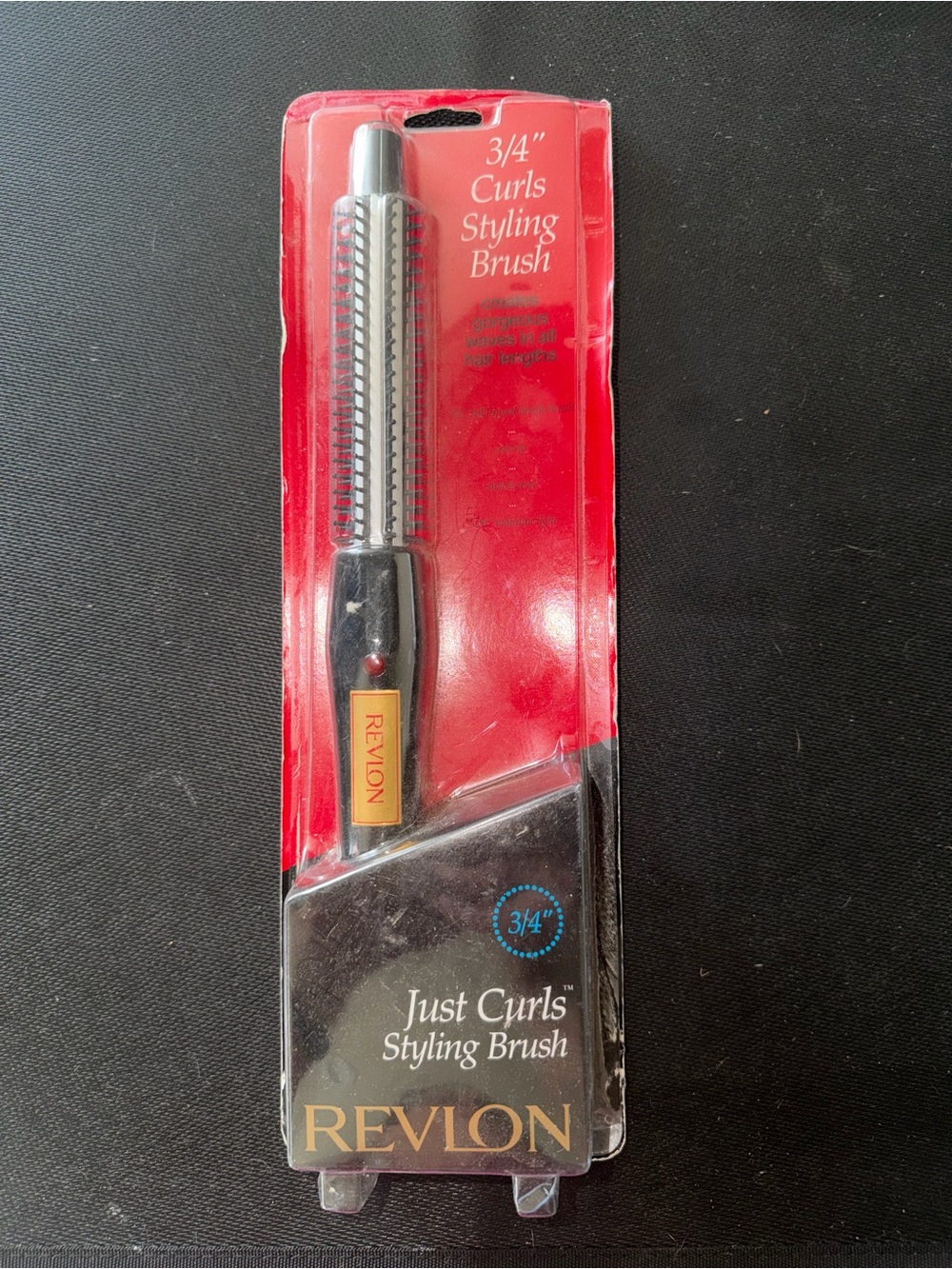 New in Box. Revlon Just Curls 3/4" Styling Brush - Black with Gold Accent